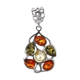 Pendentif argent des ambres couleur miel, cognac verte Ambres forme ronde, ovale poire Bélière argent ajouré Dimension du ...