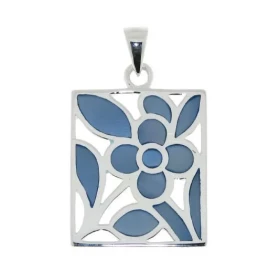 Pendentif fleur Argent 925 Nacre bleue Dimensions du rectangle : 22x19mm Hauteur (bélière incluse) : 30mm 