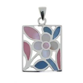 Pendentif fleur Argent 925 Nacre Dimensions du rectangle : 22x19mm Hauteur (bélière incluse) : 30mm 