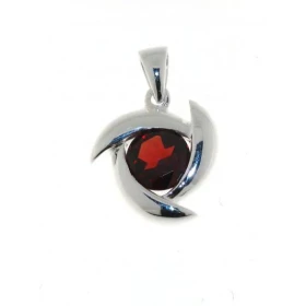 Pendentif Argent 925 Grenat serti d une pierre 8 mm Dimensions du Pendentif (bélière incluse) : 23 x 17mm 