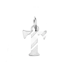 Pendentif Lettre T Argent 925 Hauteur bélière incluse : 16mm Splendide effet 2 tons une alternance parties satinées diaman...