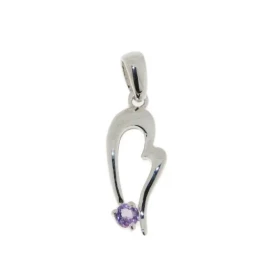 Pendentif Argent 925 Améthyste , motif fantaisie serti d une pierre 3mm 
