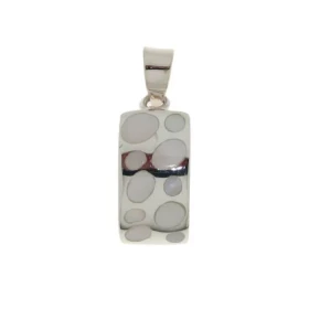 Pendentif Argent 925 Nacre , motif ondulé 15x9mm incrustation nacre, hauteur totale : 23mm