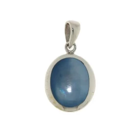 Pendentif Argent 925 Nacre , motif ovale 17x15mm, hauteur totale :26mm