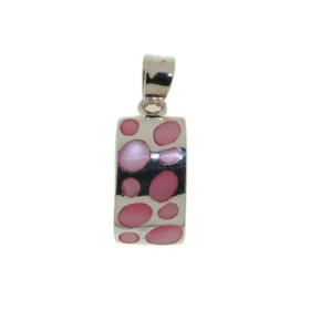  Pendentif Argent 925 Nacre , motif ondulé 15x9mm incrustation nacre, hauteur totale : 23mm 