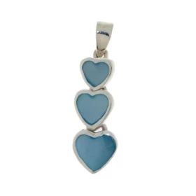 Pendentif Argent 925 Nacre composé 3 petits coeurs longueur : 3cm