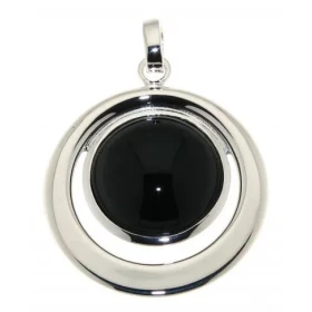 Pendentif Argent 925 Onyx Pierre ronde taille cabochon 15mm diamètre Dimensions du pendentif (bélière incluse) : 35 x 26mm 