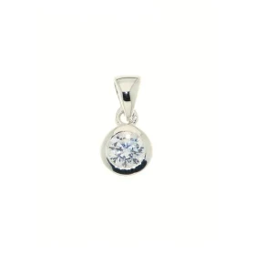 Pendentif Argent 925 Oxyde Zirconium serti d une pierre 5mm Dimensions du pendentif (bélière incluse) : 14x7mm 