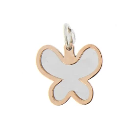 Pendentif argent deux papillons, un ajouré rosé qui laisse apercevoir le papillon argenté qui est dessous Dimension motifs...