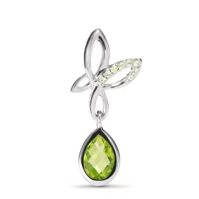 Pendentif Argent Papillon Péridot Goutte Motif papillon 14x10mm serti petites pierres rondes Péridot goutte 7x5mm breloque...