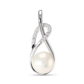 Pendentif Argent Perle Culture Oxyde zirconium Motif 24x10mm serti d oxydes zirconium Perle culture 8mm Dimensions du pend...