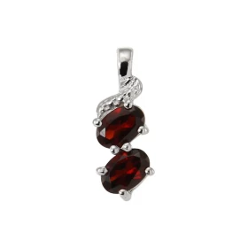 Pendentif Argent Rhodié 2 Grenats Ovales Pendentif serti 2 pierres ovales Dimensions des pierres : 6x4mm Dimensions du pen...
