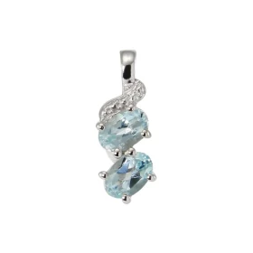 Pendentif Argent Rhodié 2 Topazes Bleues Traitées Ovales Pendentif serti 2 pierres ovales Dimensions des pierres : 6x4mm D...