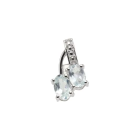 Pendentif Argent Rhodié 2 Topazes Bleues Traitées Ovales Pendentif serti 2 pierres ovales Dimensions des pierres : 6x4mm D...