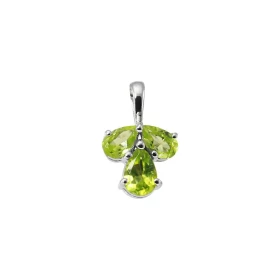 Pendentif Argent Rhodié 3 Péridots Pendentif serti 3 pierres forme poire Dimensions des pierres : 6x4mm 5x3mm Dimensions d...