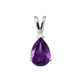 Pendentif Argent Rhodié Améthyste Poire 10x7mm Pendentif serti d une pierre forme poire 10x7mm Dimensions du pendentif (bé...