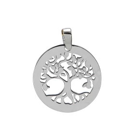 Pendentif argent rhodié composé d un arbre vie dans un cercle 20mm diamètre Longueur bélière incluse : 25mm