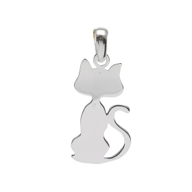 Pendentif argent rhodié forme chat Dimension du pendentif : 12x25mm (bélière incluse)