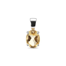 Pendentif argent rhodié 925 composé d une citrine ovale 6x8mm Largeur : 6mm Longueur totale (bélière incluse) : 13mm
