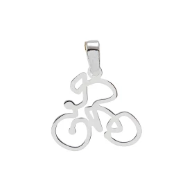 Pendentif argent rhodié forme cycliste Dimensions du pendentif : 16x20mm (bélière incluse)