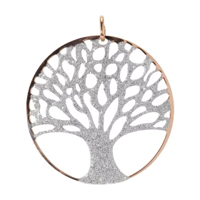 Pendentif Argent Rhodié Rosé Arbre De Vie Pailleté 45mm Pendentif argent rhodié composé d un arbre vie pailleté dans un ce...