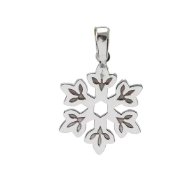 Pendentif argent rhodié forme flocon neige Dimensions du pendentif : 16x23mm (bélière incluse)