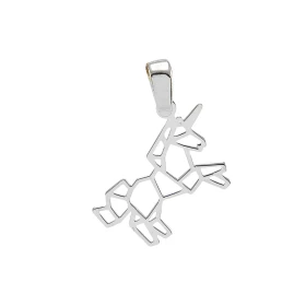  Pendentif argent rhodié forme licrone origami Dimensions du pendentif : 15x21mm (bélière incluse) 