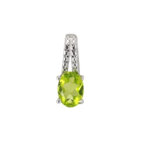 Pendentif Argent Rhodié Péridot Ovale 7x5mm Pendentif bélière perlée serti d une pierre ovale 7x5mm Dimensions du pendenti...