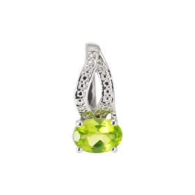 Pendentif Argent Rhodié Péridot Ovale 7x5mm Pendentif bélière perlée serti d une pierre ovale 7x5mm Dimensions du pendenti...