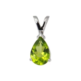  Pendentif Argent Rhodié Péridot Poire 10x7mm Pendentif serti d une pierre forme poire 10x7mm Dimensions du pendentif (bél...