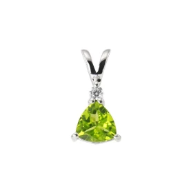 Pendentif Argent Rhodié Péridot Trillion 7x7mm Oxyde Pendentif serti d une pierre taille trillion 7x7mm d un oxyde rond 2,...