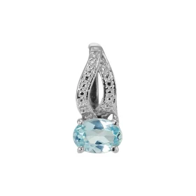 Pendentif Argent Rhodié Topaze Bleue Traitée Ovale 7x5mm Pendentif bélière perlée serti d une pierre ovale 7x5mm Dimension...