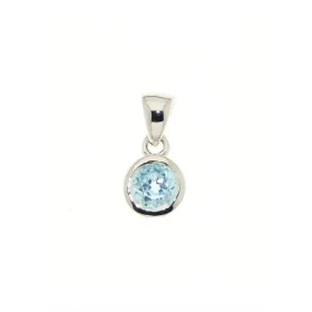 Pendentif Argent 925 Topaze Bleue serti d une pierre 5mm Dimensions du pendentif (bélière incluse) : 14x7mm 