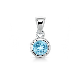 Pendentif Argent 925 Topaze Bleue traitée serti d une pierre 5mm Dimensions du pendentif (bélière incluse) : 14x7mm 