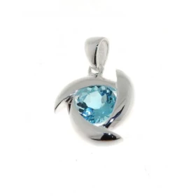 Pendentif Argent 925 Topaze Bleue serti d une pierre 8 mm Dimensions du Pendentif (bélière incluse) : 23 x 17mm 