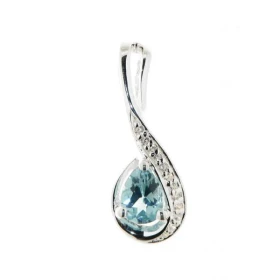 Pendentif Argent 925 Topaze Oxyde Ce pendentif est serti d une topaze bleue taille poire 7x5mm 12 oxydes 1mm Dimensions du...