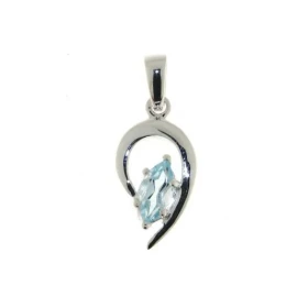 Pendentif Argent 925 Topaze Bleue serti d une pierre taille marquise 9 x 4mm Dimensions du pendentif (bélière incluse) : 2...