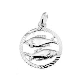 Pendentif Zodiaque Poisson Argent 925 Diamètre : 16mm Dimensions du pendentif : 22x16mm Le signe astrologique est au centr...