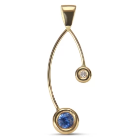 Pendentif Or jaune Saphir Diamant: Ce pendentif est serti : -d un Saphir rond 4,6mm -d un Diamant rond 2,3mm Ces deux pier...