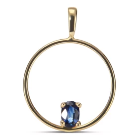 Pendentif Or Jaune serti d un Saphir ovale 6x4 mm (0,60 carat) Dimensions du pendentif (bélière incluse) : 28 x 21 mm Poid...