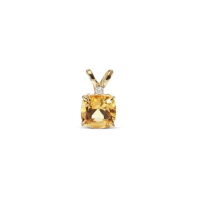 Pendentif Citrine Or Jaune 750 Un modèle discret à fois étincelant La citrine 5x5mm taillée coussin est accompagnée d un d...