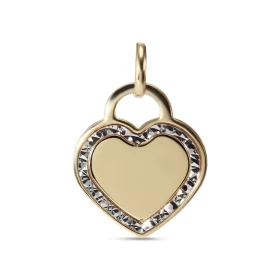  Pendentif 2 ors 375 forme coeur ciselé sur le contour Dimension du pendentif (bélière incluse) : 14x19mm 