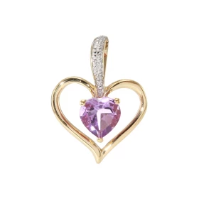 Pendentif coeur améthyste diamant Or 750 2 tons Ce pendentif est serti d une améthyste taillée coeur mesurant 6x6mm Un dia...