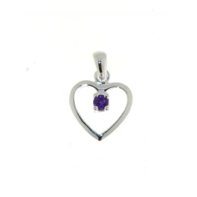 Pendentif Argent 925 Améthyste forme coeur serti d une pierre 3mm Dimensions du Pendentif (bélière incluse) : 18.5 x 12.5 mm 