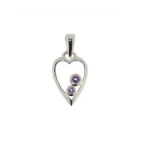 Pendentif Argent 925 Améthyste serti pierres 1.5 2mm diamètre Dimensions du pendentif (bélière incluse) : 20 x 8 mm 