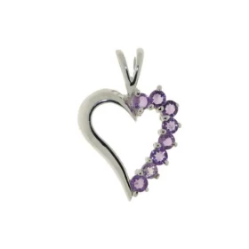 Pendentif Argent Améthyste forme coeur Ce pendentif argent est serti 8 pierres 2mm