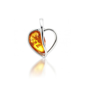  Pendentif coeur argent ambre Pierre d ambre forme coeur Dimensions du pendentif (bélière incluse) : 15x12 mm 