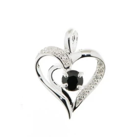 Pendentif Coeur Argent 925 Oxyde Ce pendentif est serti d une pierre ronde 5mm 12 pierres 1mm entourage Dimensions du pend...