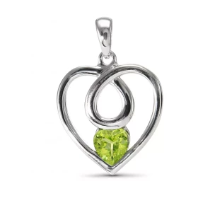 Pendentif Coeur Argent Péridot Motif Coeur serti d une pierre taille coeur 5x5mm Dimensions du pendentif (bélière incluse)...