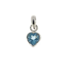 Pendentif Argent 925 Topaze Bleue serti d une pierre forme coeur 8x8mm